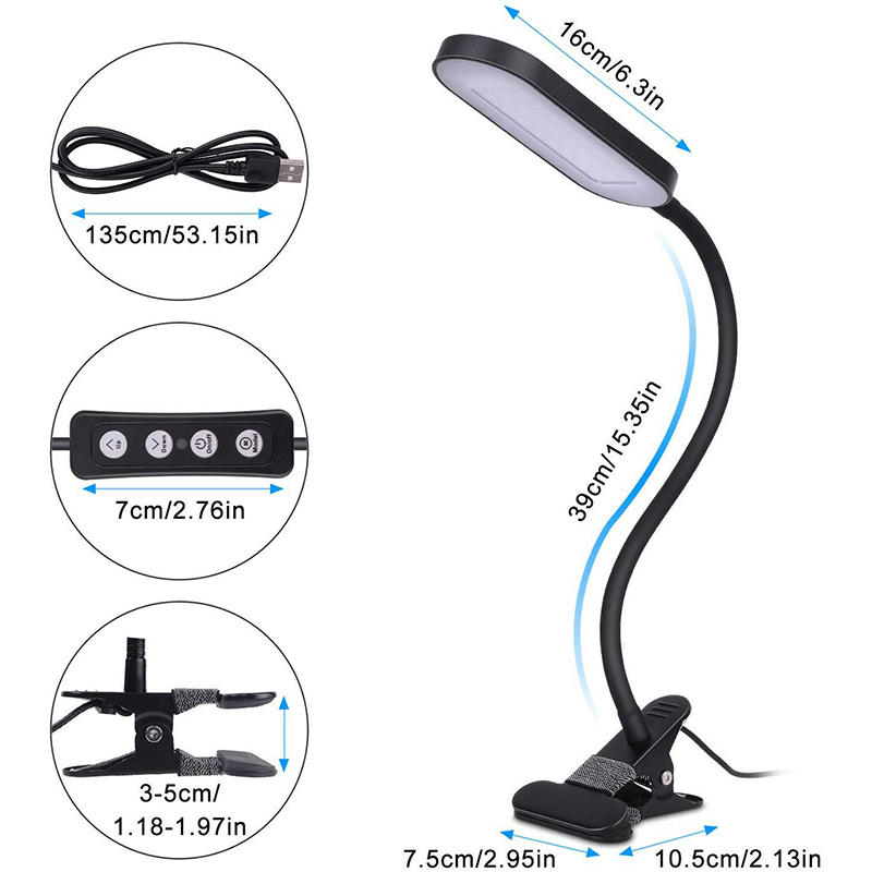 โคมไฟตั้งโต๊ะ LED Super Bright แบบคลิปหนีบขนาดใหญ่แบบพับได้