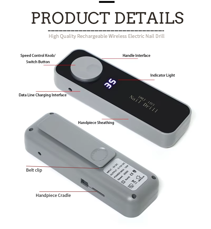 Cordless Electric Nail File Product Details and Interface